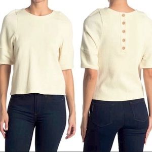 Madewell Ottoman Jacquard Button Back Off White Top